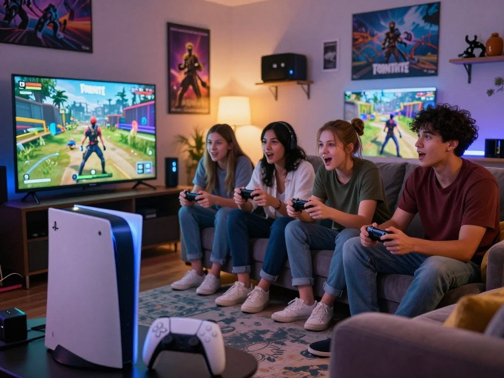 Friends play online multiplayer in Fortnite on PS5 Friends play online multiplayer in Fortnite on PS5