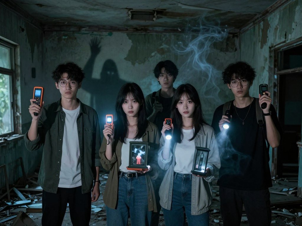 Friends use ghost hunting tools during a tense co-op investigation