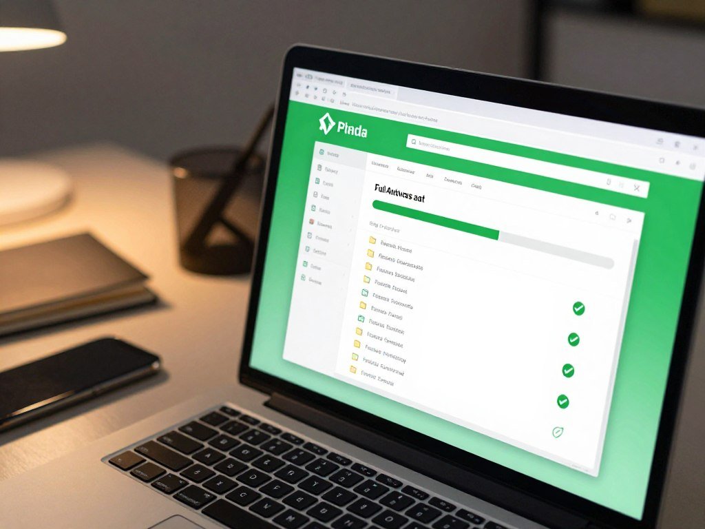 Full antivirus scan checking folders on a computer
