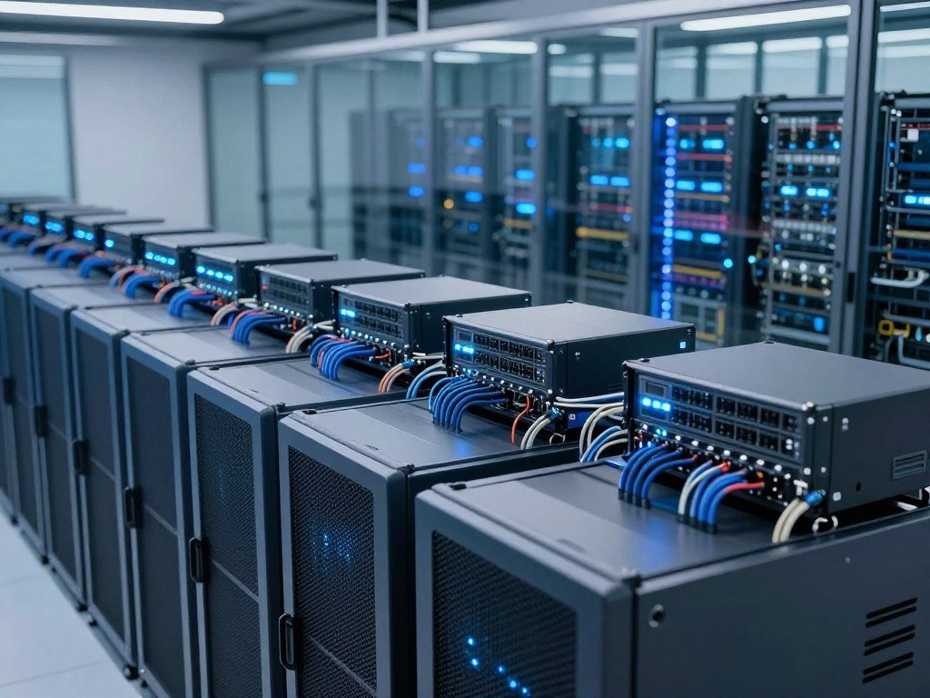 GPU servers beside fast storage and networking in an AI data center