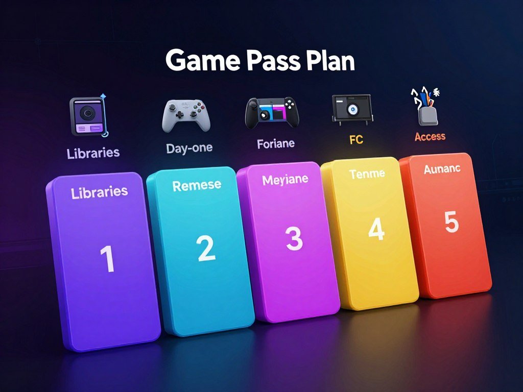 Game Pass plan chart comparing libraries and day-one release access
