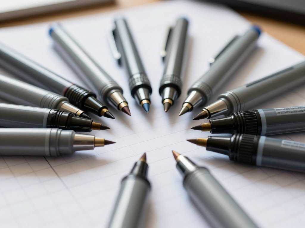 Gel pen tip sizes tested on college-ruled paper Gel pen tip sizes tested on college-ruled paper