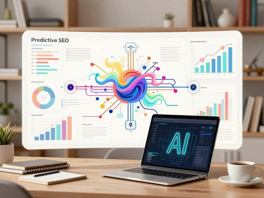 Generative AI outline beside predictive SEO topic data