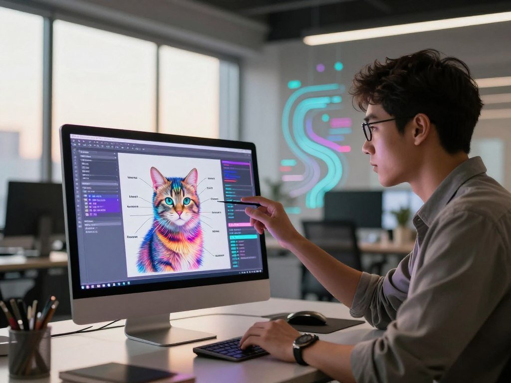 Generative models create a draft while a classifier labels a cat image