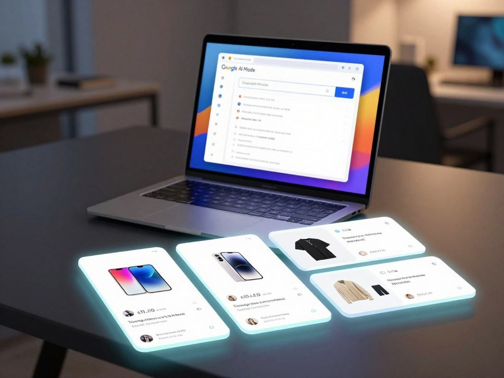 Google AI Mode showing shopping cards with prices and reviews