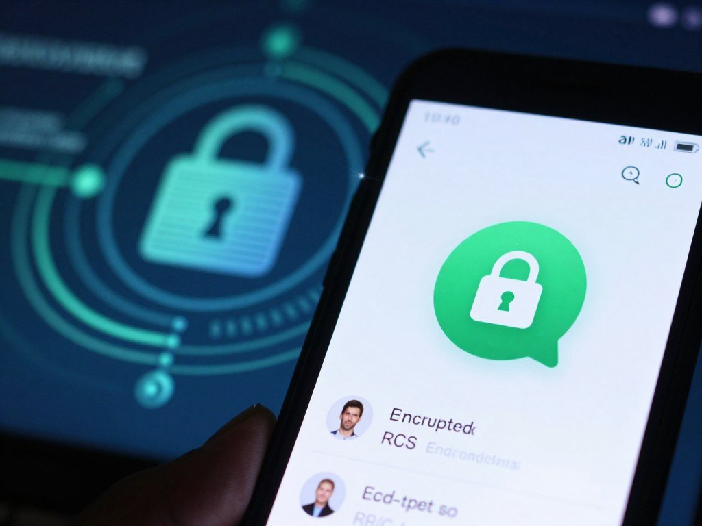 Google Messages lock beside an encrypted RCS conversation