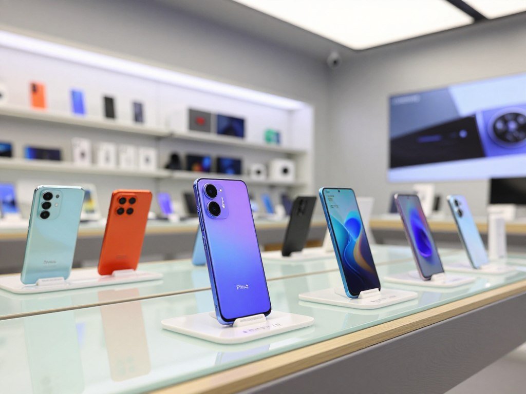 Google Pixel 11 beside other Android phones in a shop