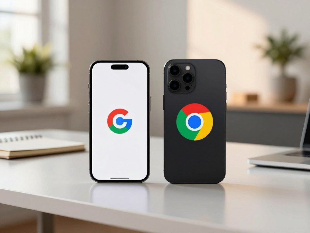 Google app and Chrome offering Lens on an iPhone and Android device