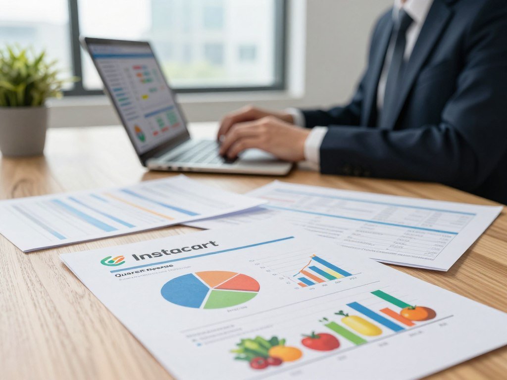 Grocery orders and quarterly revenue on a company report