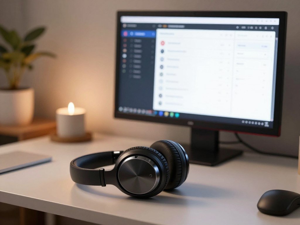 Headphones beside a screen showing lossless audio settings Headphones beside a screen showing lossless audio settings