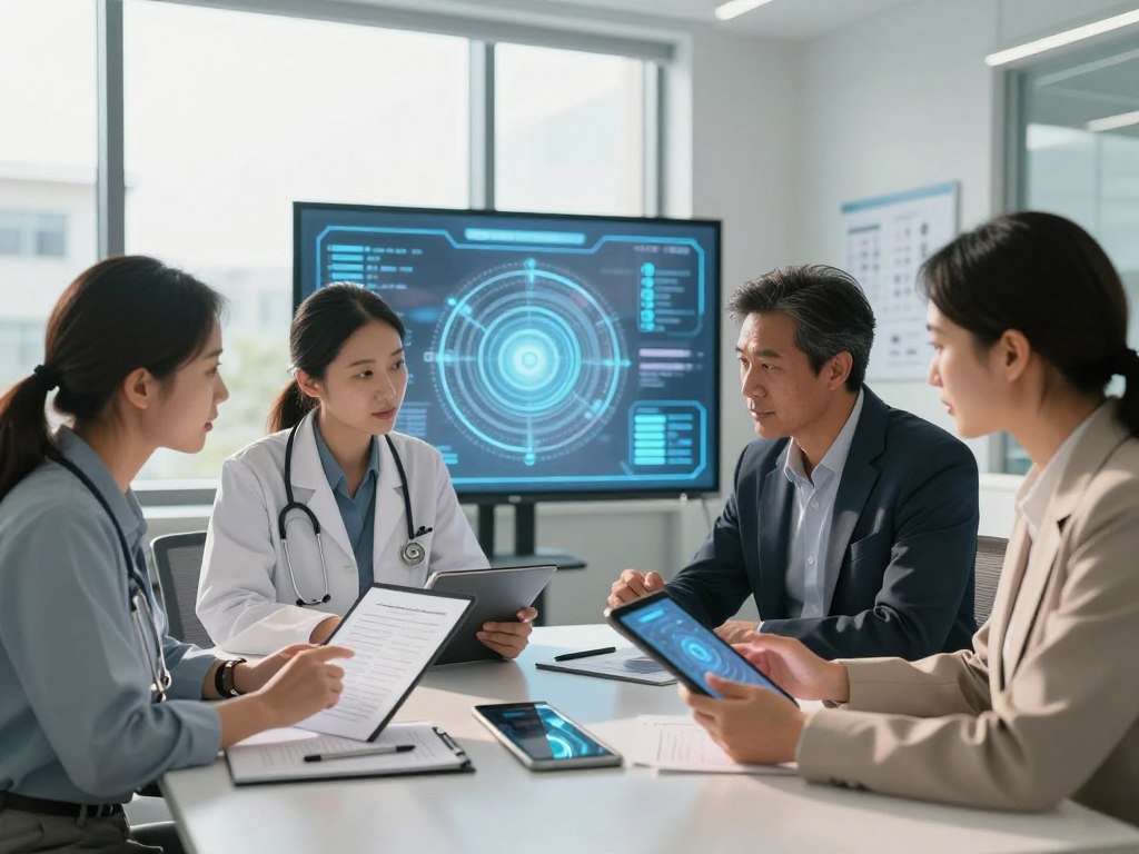 Healthcare team reviewing clinical documents with private AI Healthcare team reviewing clinical documents with private AI