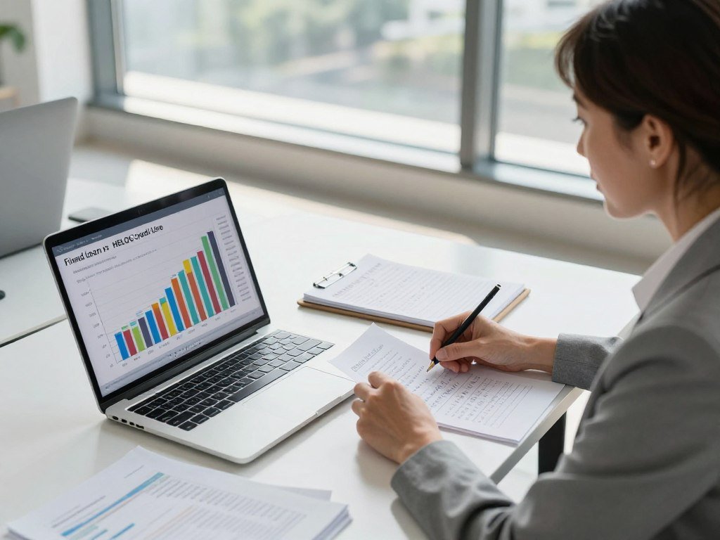Homeowner compares a fixed loan with a HELOC credit line