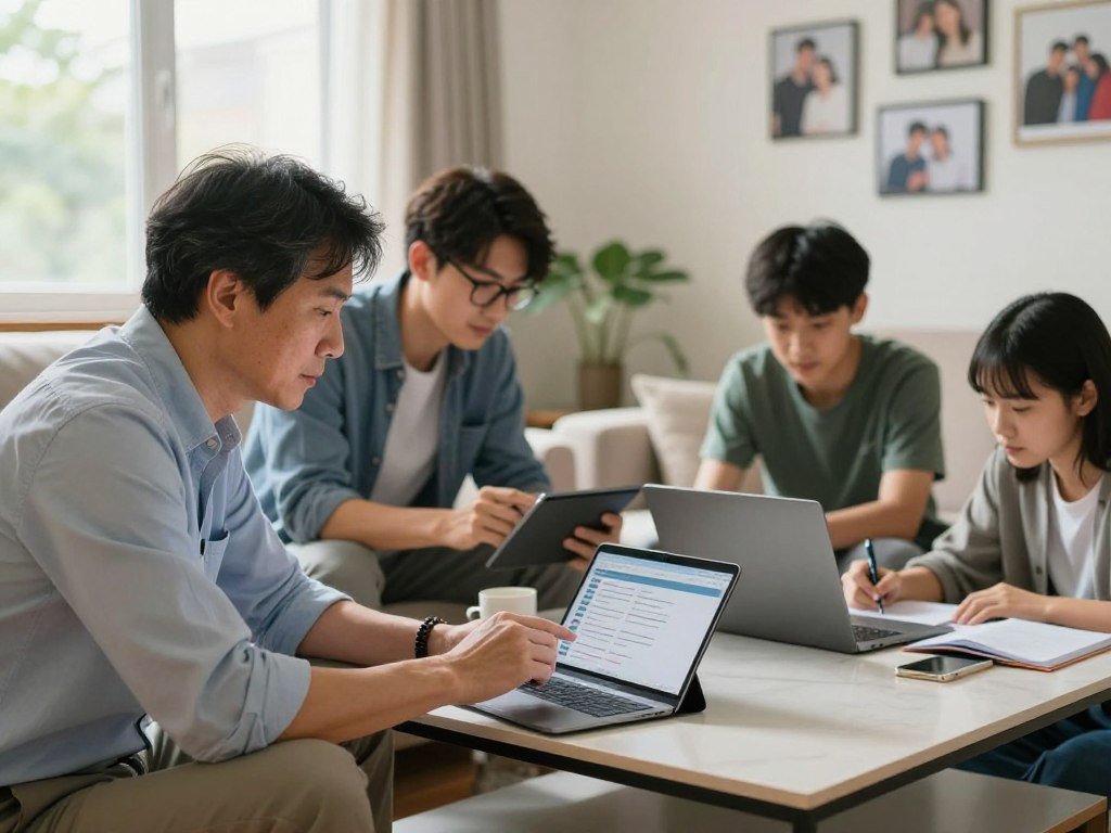 Household members choosing shared vaults for family accounts