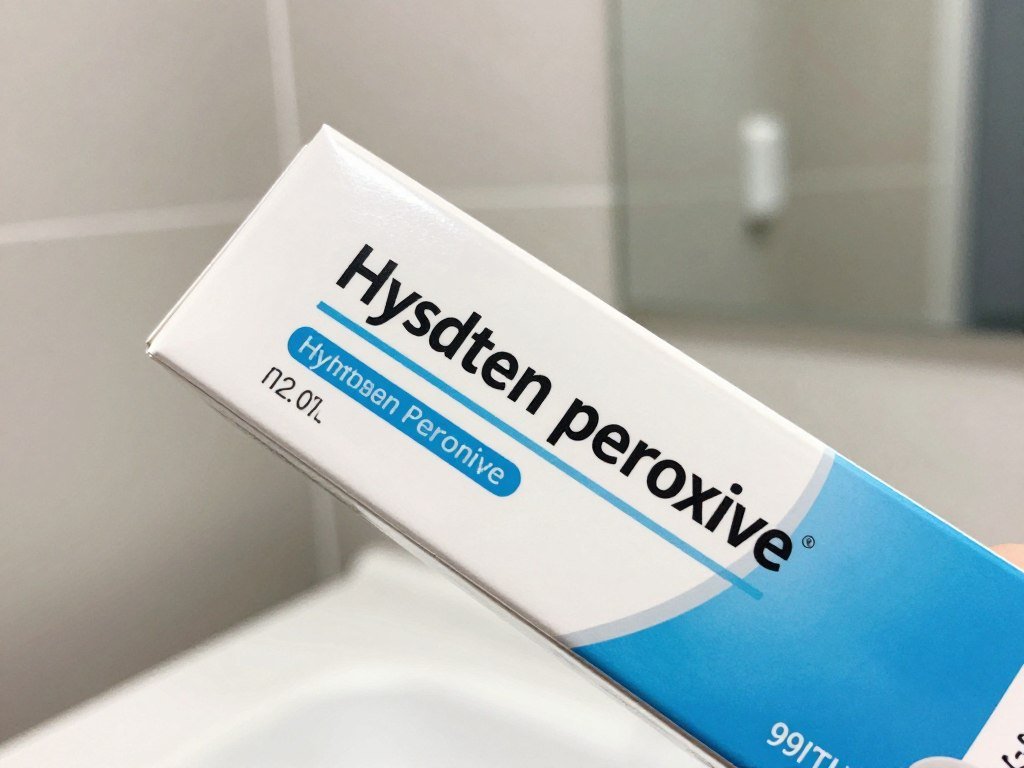 Hydrogen peroxide label on a teeth whitening gel box