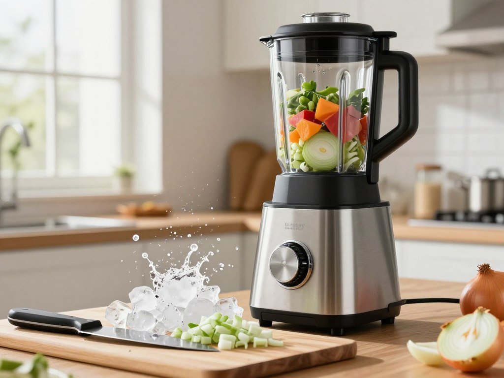 Ice crushing and onion chopping tests for blender food processing Ice crushing and onion chopping tests for blender food processing
