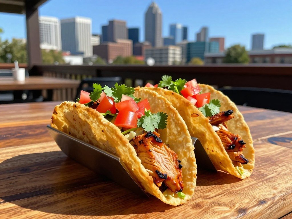Indian fry bread taco with grilled chicken in Denver Indian fry bread taco with grilled chicken in Denver