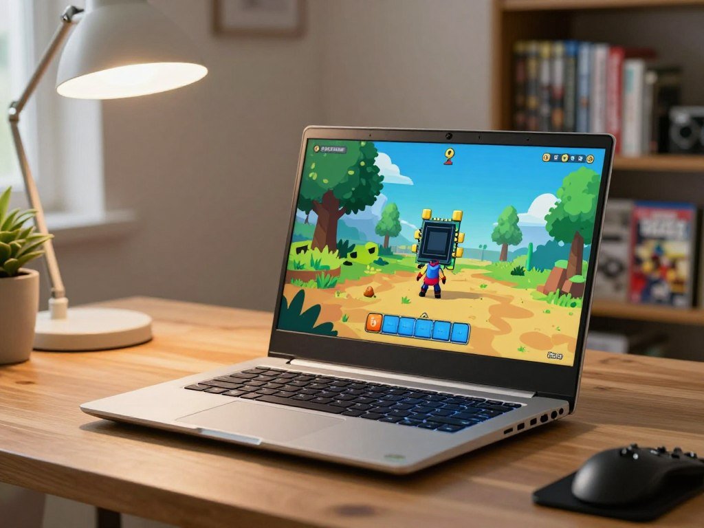 Integrated graphics chip running a simple low-end game on a laptop Integrated graphics chip running a simple low-end game on a laptop