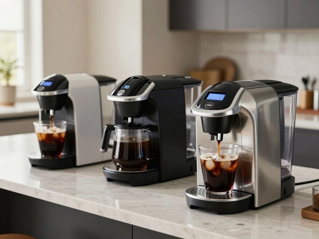 Keurig coffee machines showing different brewing formats