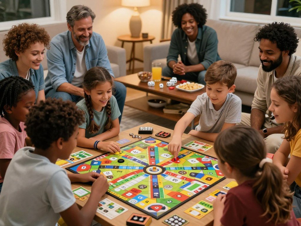 Kids and adults solve clues in cooperative board games Kids and adults solve clues in cooperative board games