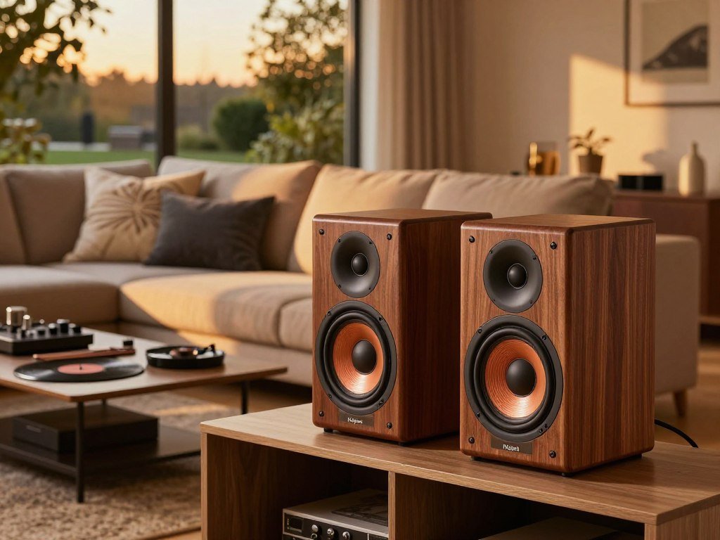 Klipsch bookshelf speakers set up for loud home listening Klipsch bookshelf speakers set up for loud home listening