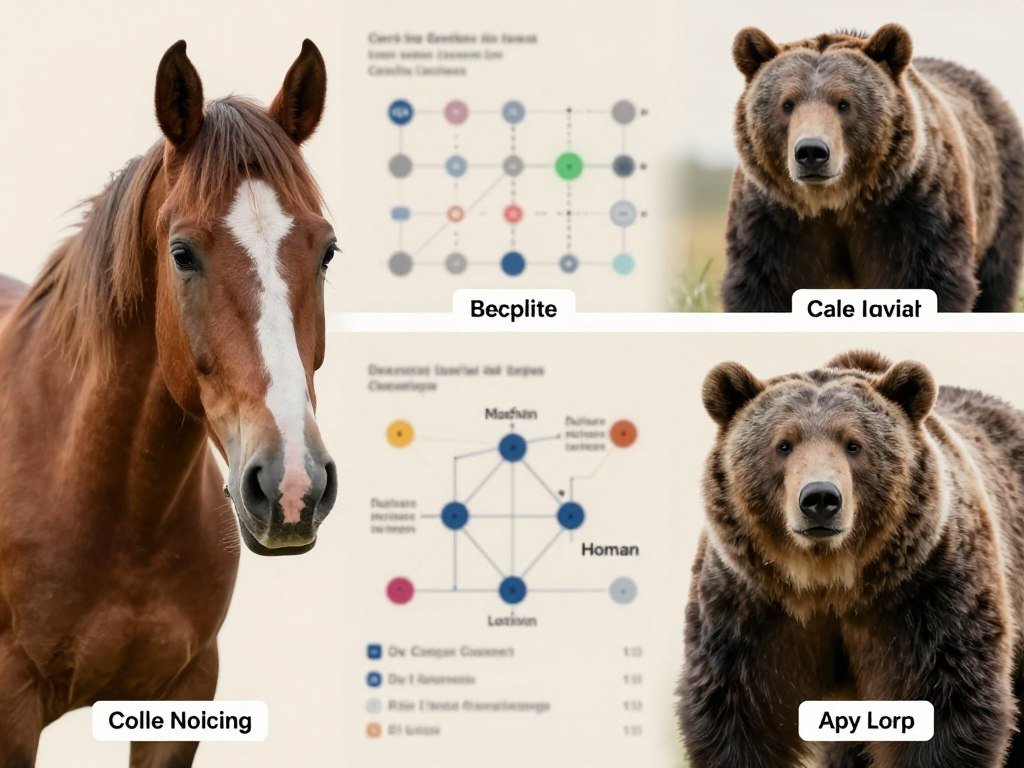 Labeled horse and bear photos used as machine learning data