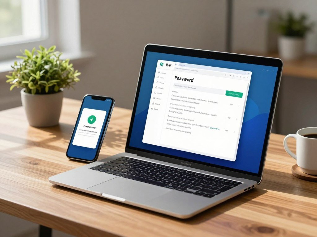 Laptop and phone showing cross platform password access