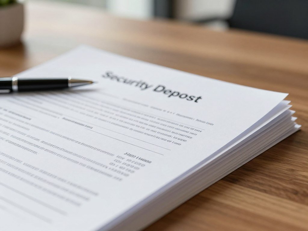 Lease paperwork listing a security deposit and first payment
