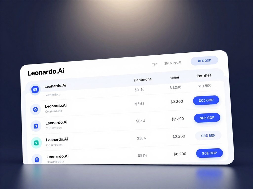 Leonardo.Ai pricing table showing plans and fast tokens Leonardo.Ai pricing table showing plans and fast tokens