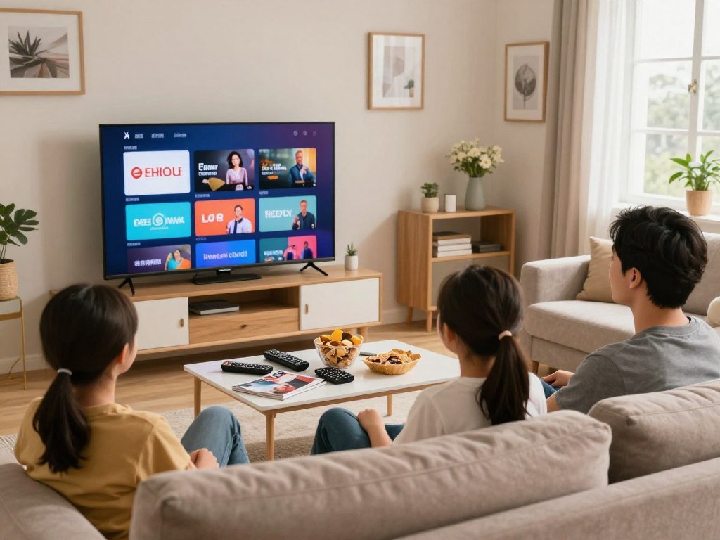 Live TV streaming services compared in a household viewing room