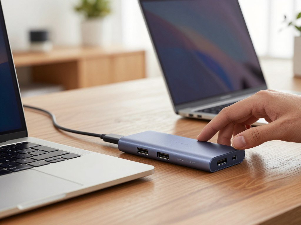 MacBook Pro laptop ports checked before choosing a USB-C hub