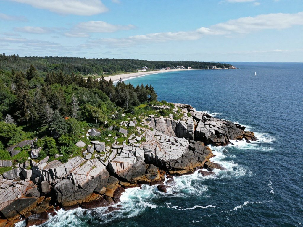 Maine rocky coast and Cape Cod shoreline for drone photography Maine rocky coast and Cape Cod shoreline for drone photography