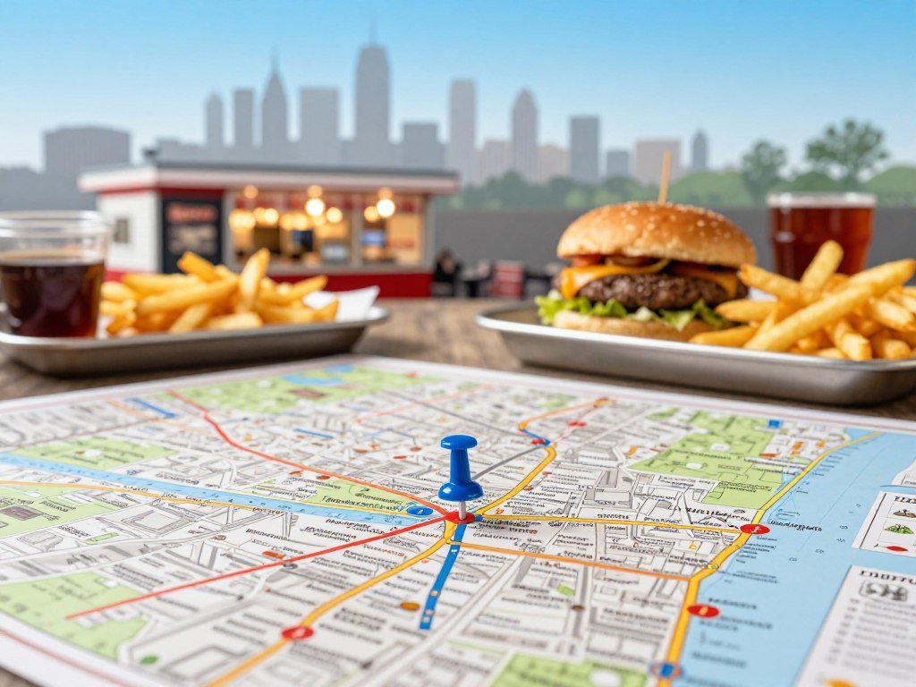 Map search comparing burger restaurants in New Jersey towns