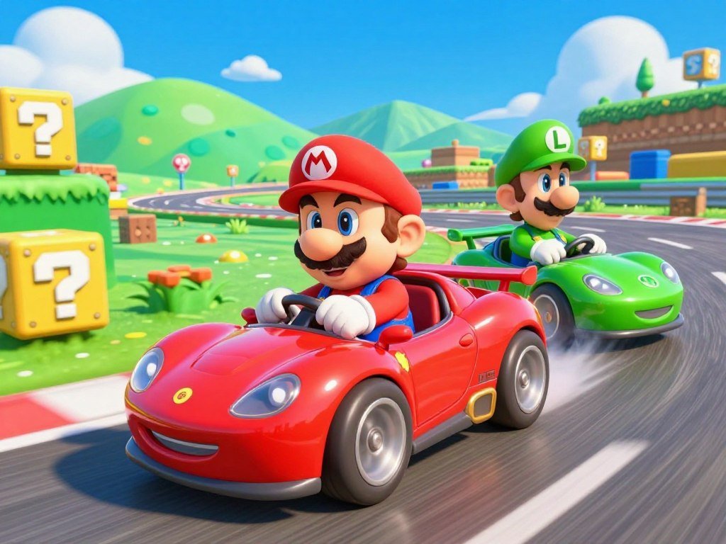 Mario and Luigi racing cars in 3D Hot Rally Mario and Luigi racing cars in 3D Hot Rally