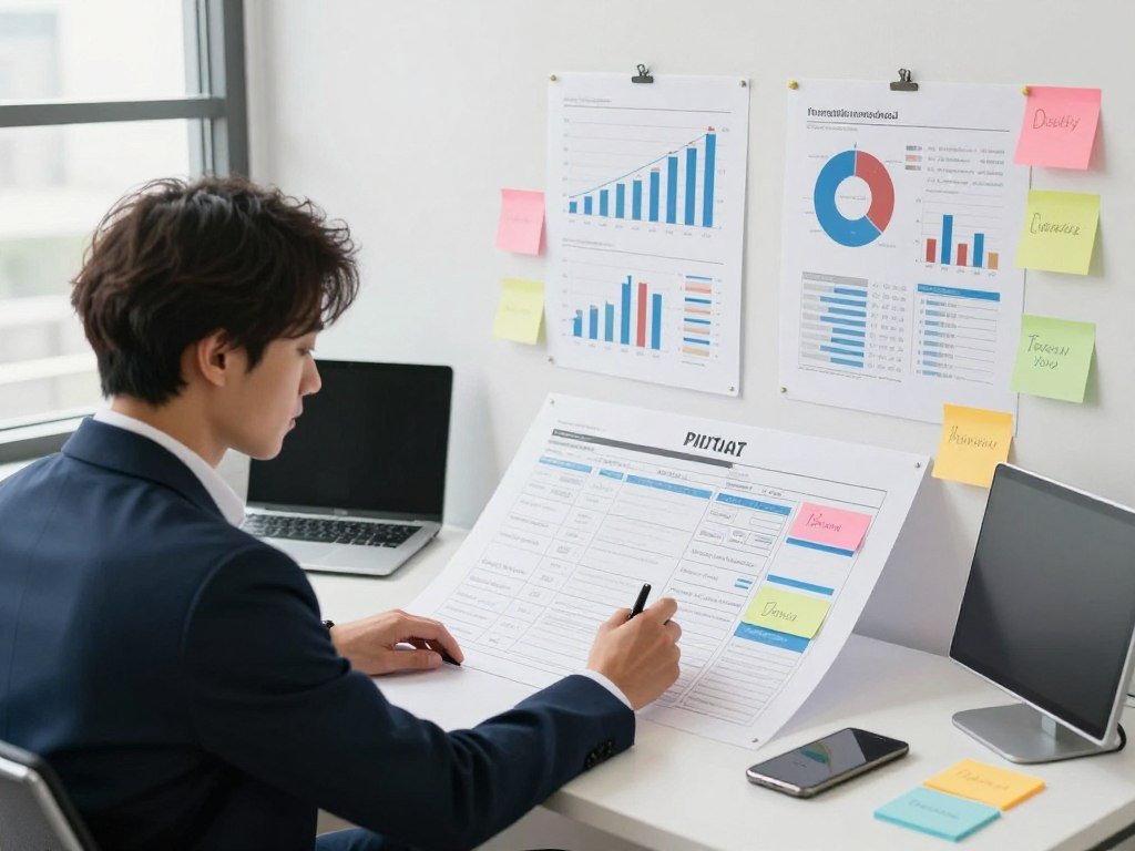 Marketer records pilot workflow, baseline, and reviewer on a planning sheet