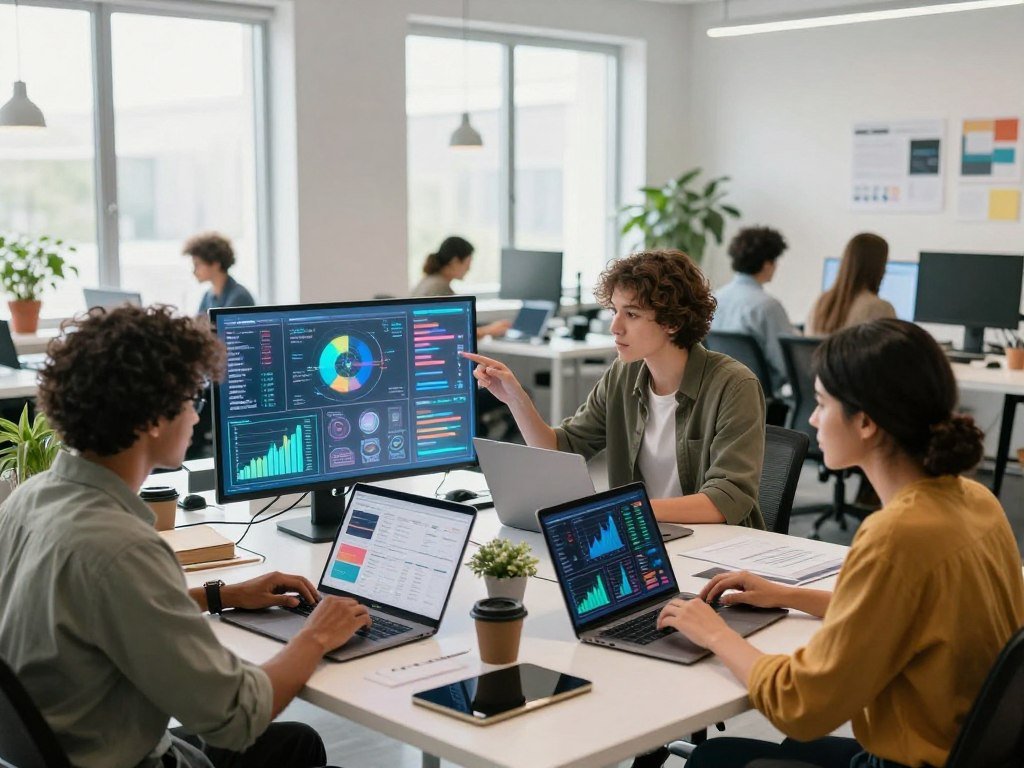 Marketing team sorts content, analytics, and campaign data by AI task