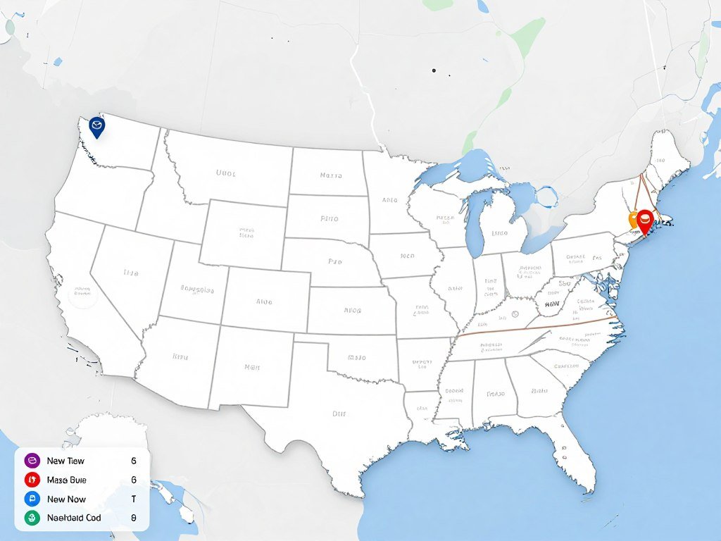 Mazda dealer locator map shows dealership locations across the United States