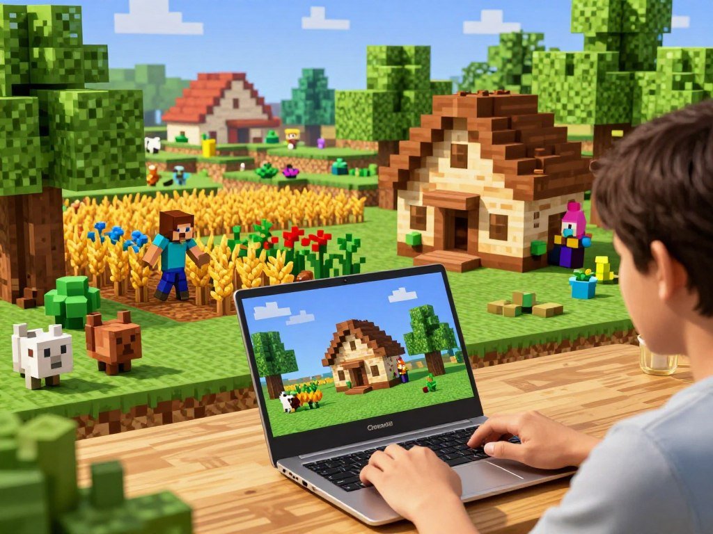 Minecraft building and Stardew Valley farming on Chromebook devices