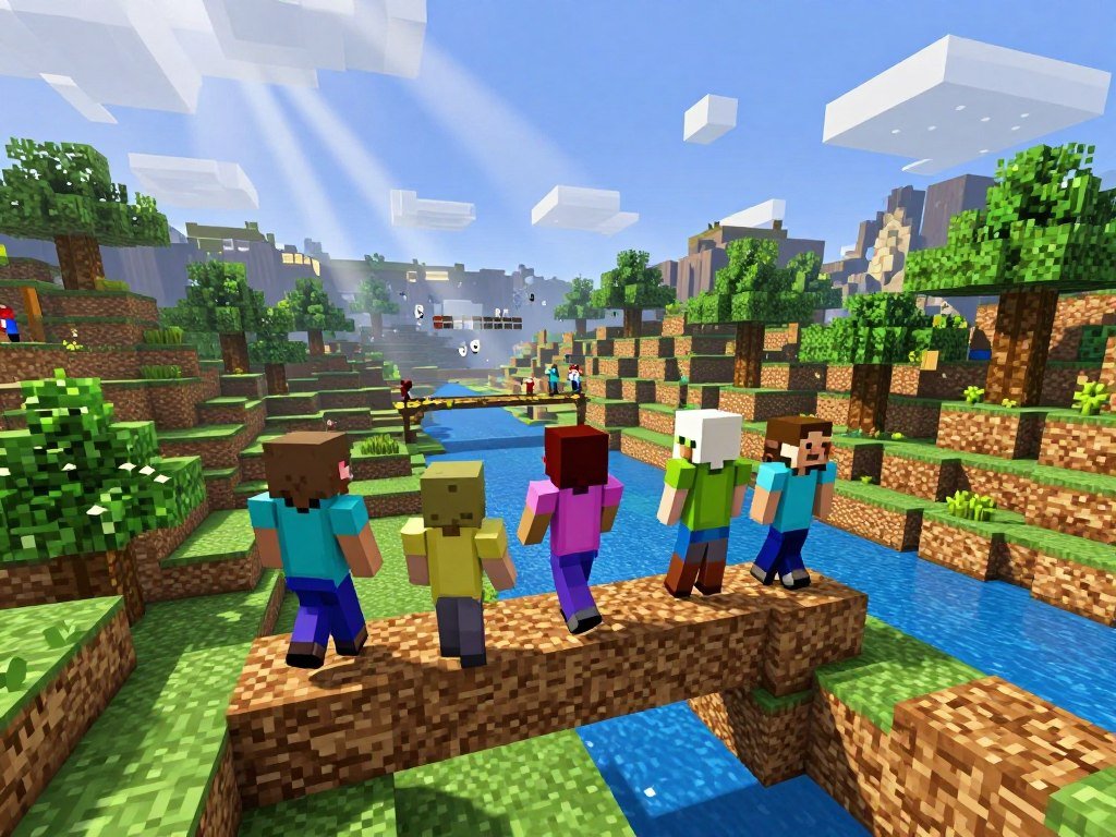 Minecraft players join multiplayer survival and parkour servers
