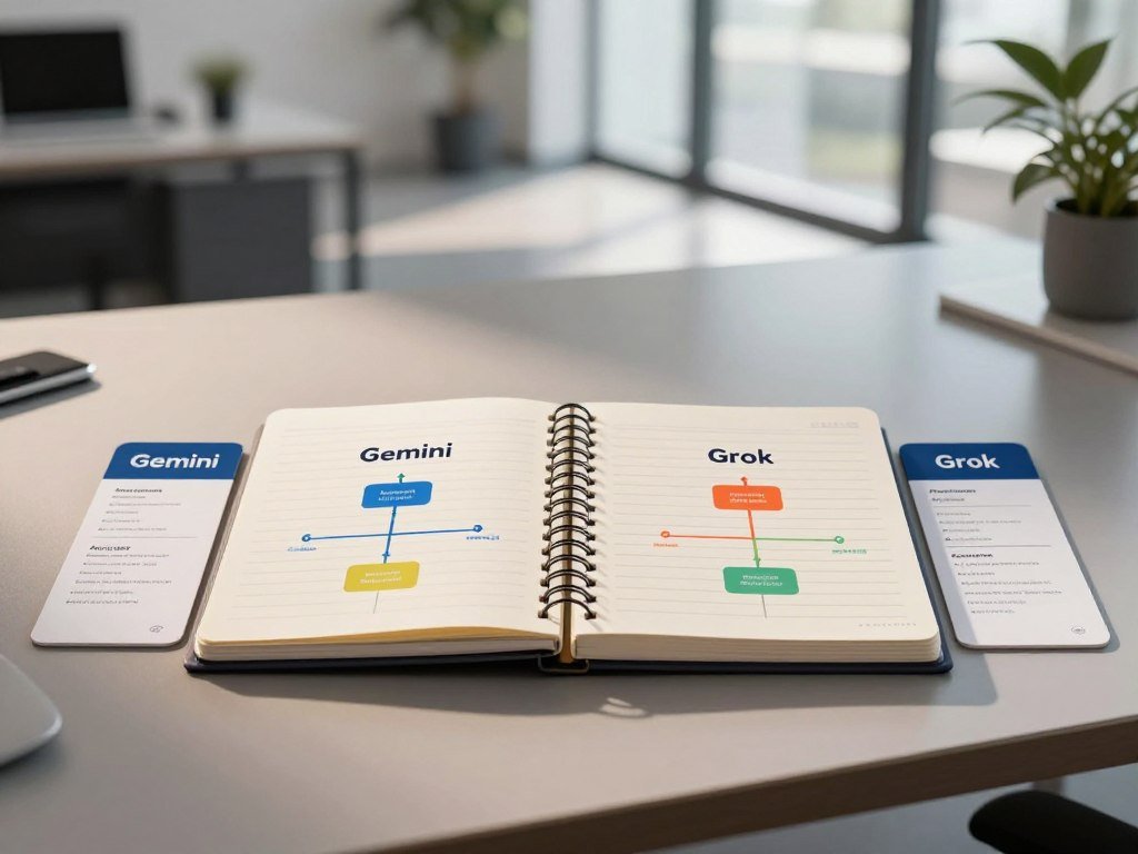 Model names and app access routes beside a comparison notebook