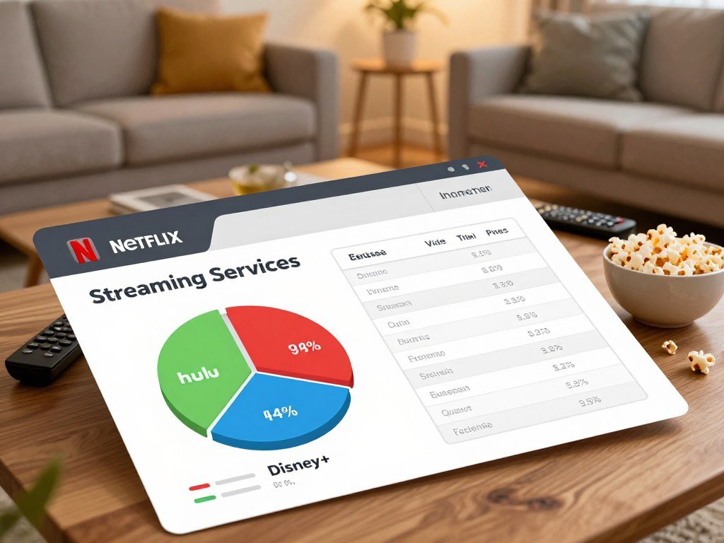 Monthly streaming service prices compared beside a household budget