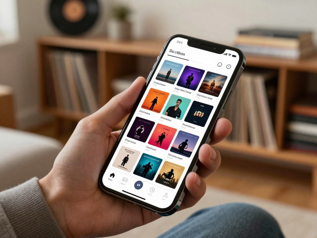Music library search showing album editions on a phone Music library search showing album editions on a phone