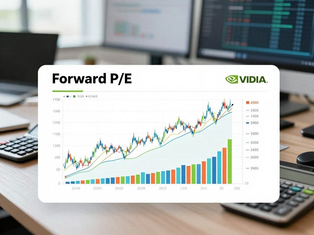 NVIDIA forward P/E valuation beside a share price chart