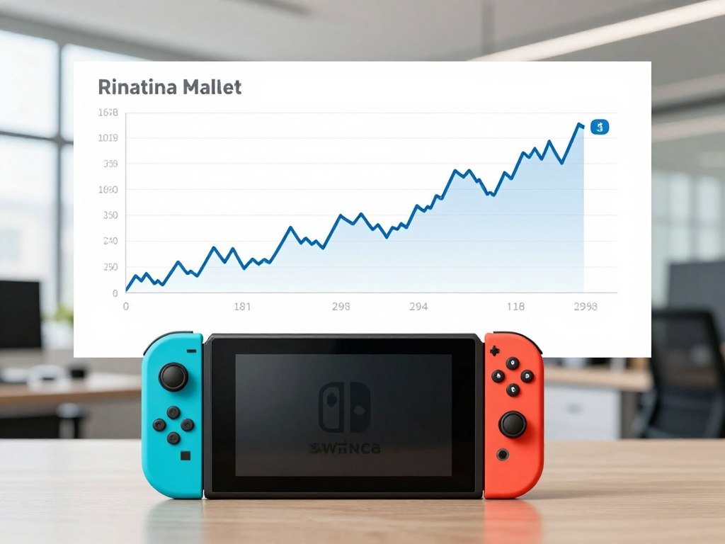 Nintendo hardware beside a chart showing market conditions Nintendo hardware beside a chart showing market conditions