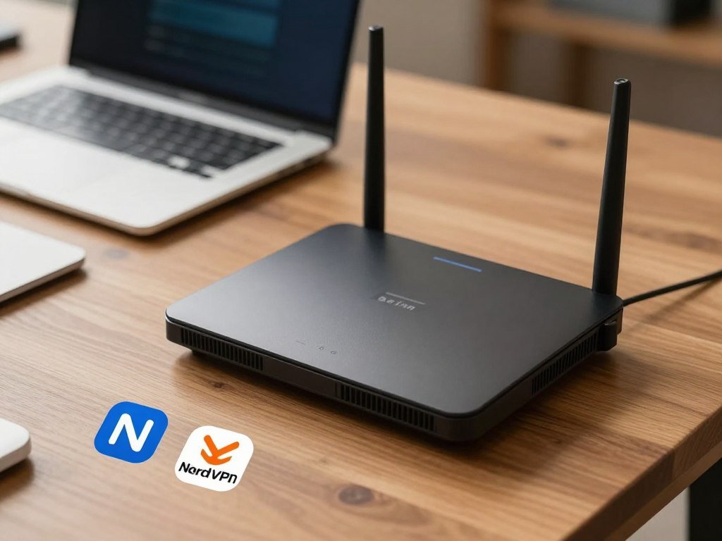 NordVPN and ExpressVPN icons beside an Australian home router
