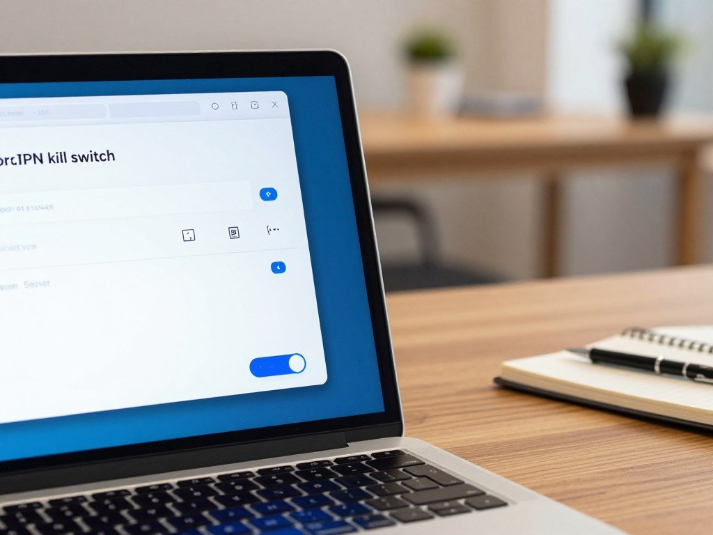 NordVPN kill switch and nearby server settings on a laptop NordVPN kill switch and nearby server settings on a laptop