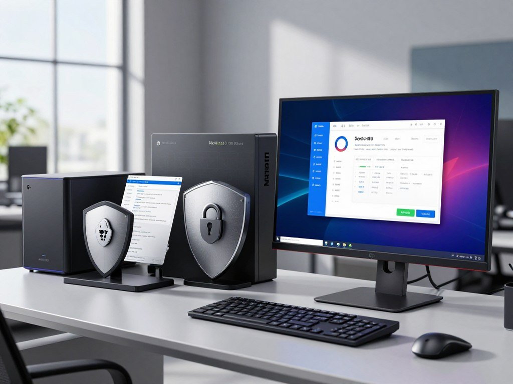 Norton 360 Deluxe security tools beside Malwarebytes protections