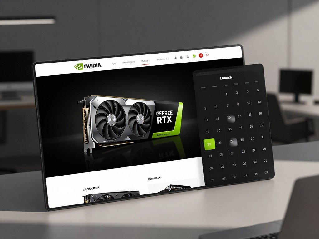 Nvidia GeForce RTX announcement page beside a launch calendar