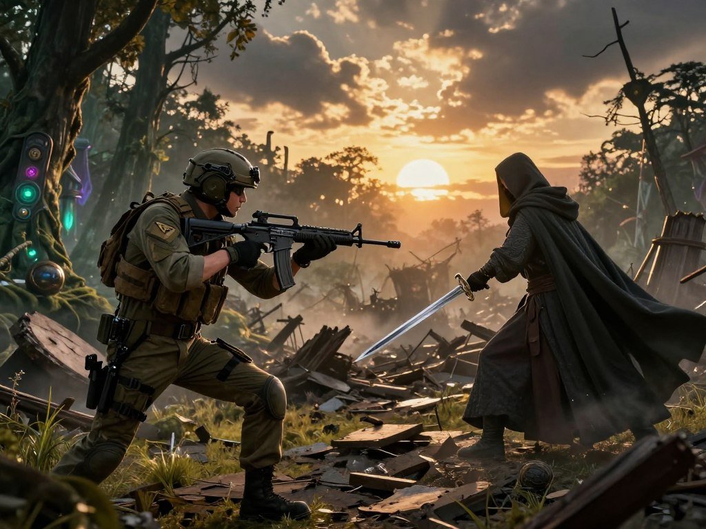 October action games contrasting military combat and a sword mystery October action games contrasting military combat and a sword mystery
