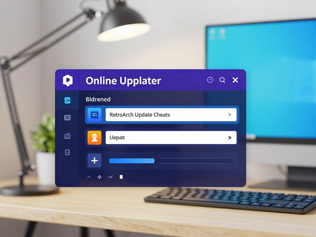 Online Updater menu showing the RetroArch Update Cheats option Online Updater menu showing the RetroArch Update Cheats option