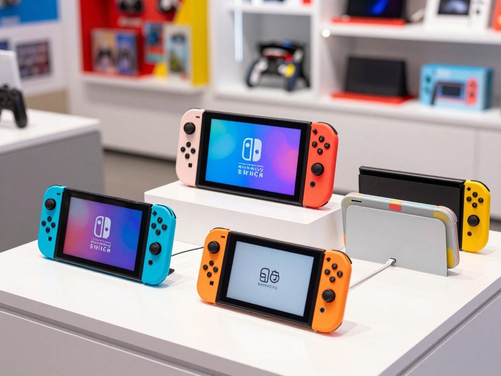 Original Nintendo Switch LCD, OLED, and Lite models on display